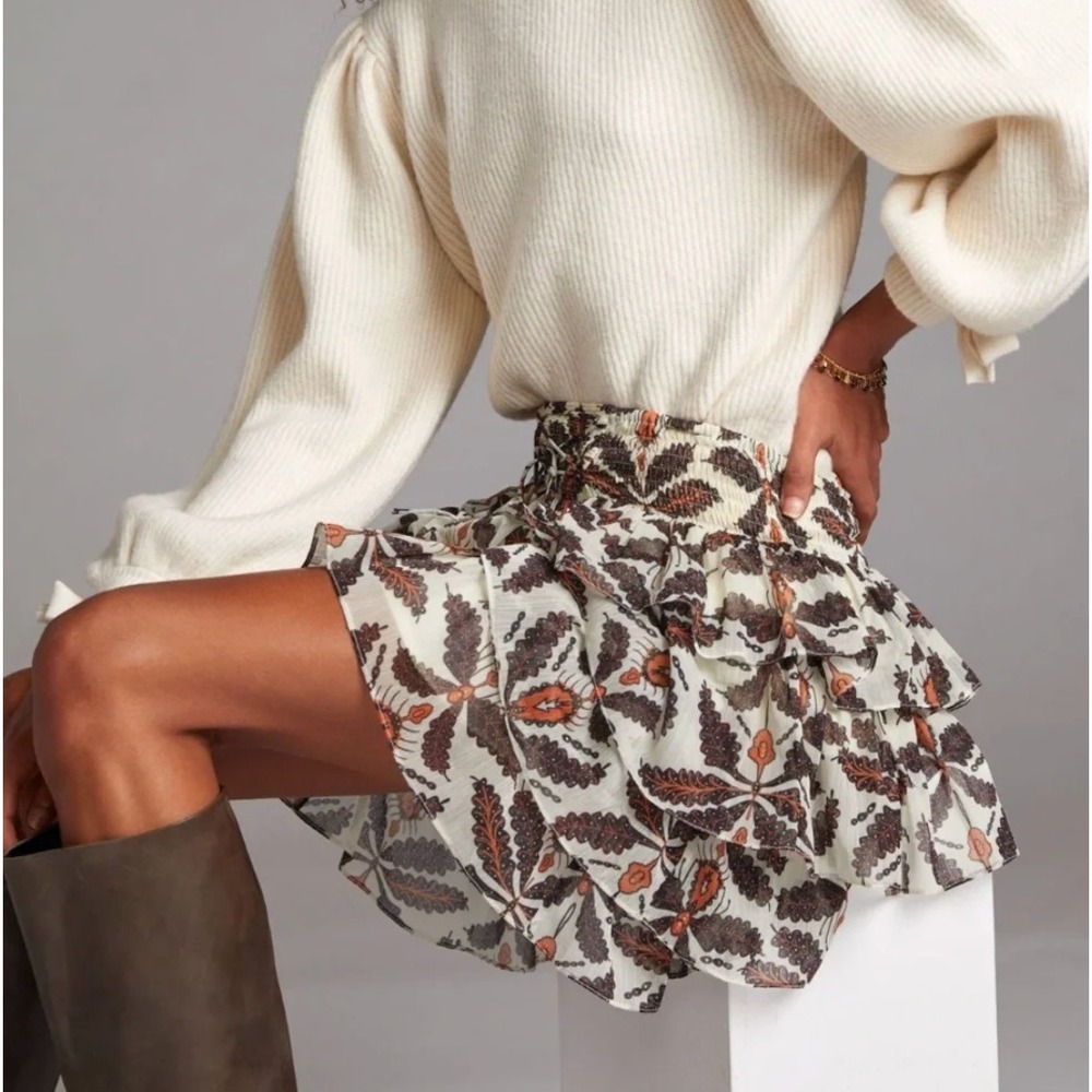 LETMEBE x ANTHROPOLOGIE Tiered Lace-Up Mini Skirt - Picture 2 of 8